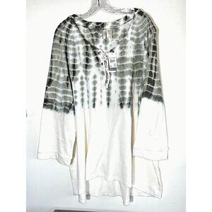 C Active Sweatshirt Green and Cream Women's Plus 22 / 24 W Tie Dye NWT New